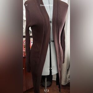 Dark Brown Ribbed Cardigan